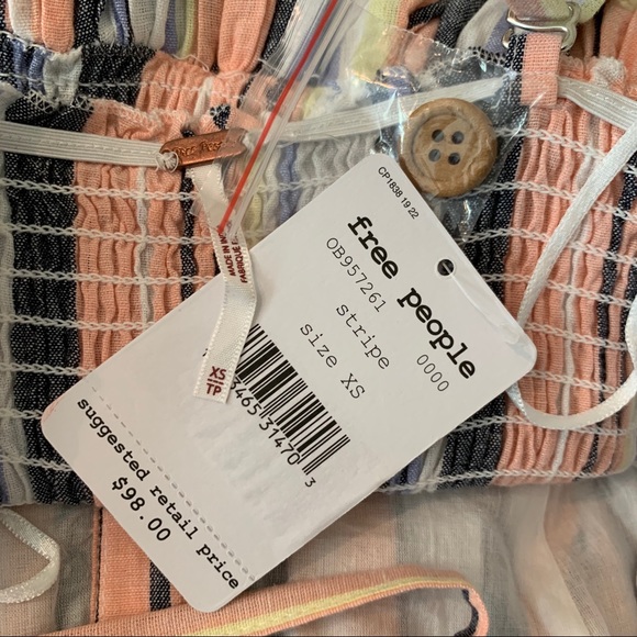 Free People Lilah Striped Boho Midi Dress XS NWT - Picture 8 of 8